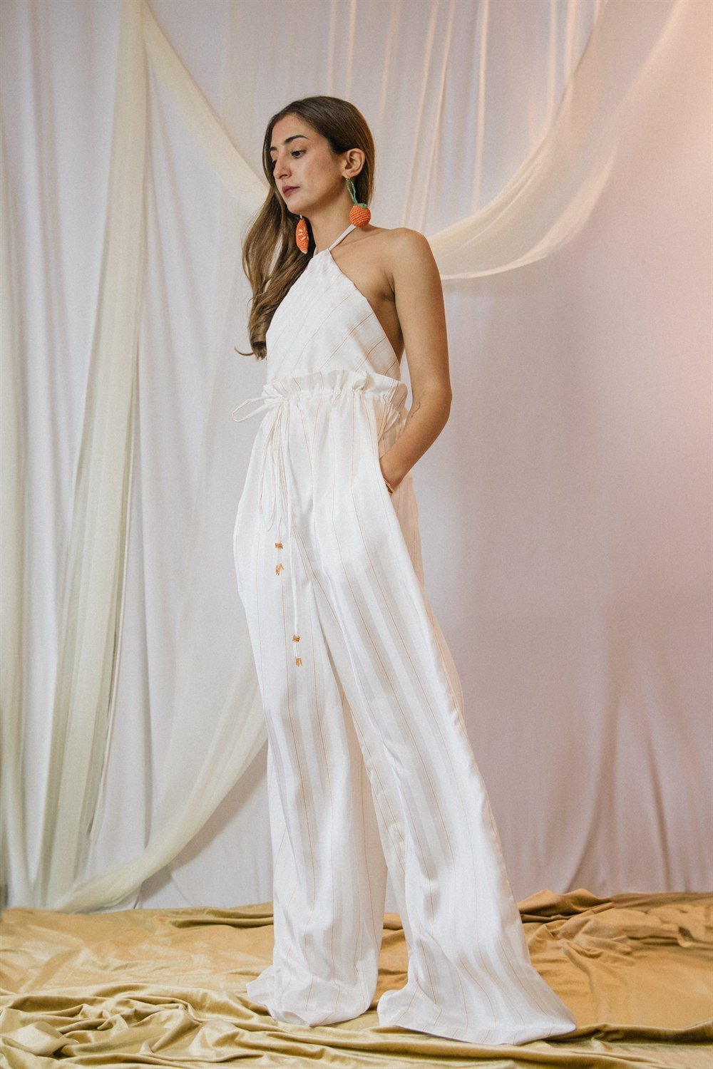 Ensemble prêt-à-porter YZA — haut et pantalon palazzo en coton Jawhara